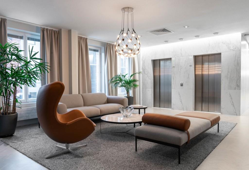 Rune & Berg Designin suunnittelema lounge -tila Rettig Groupille