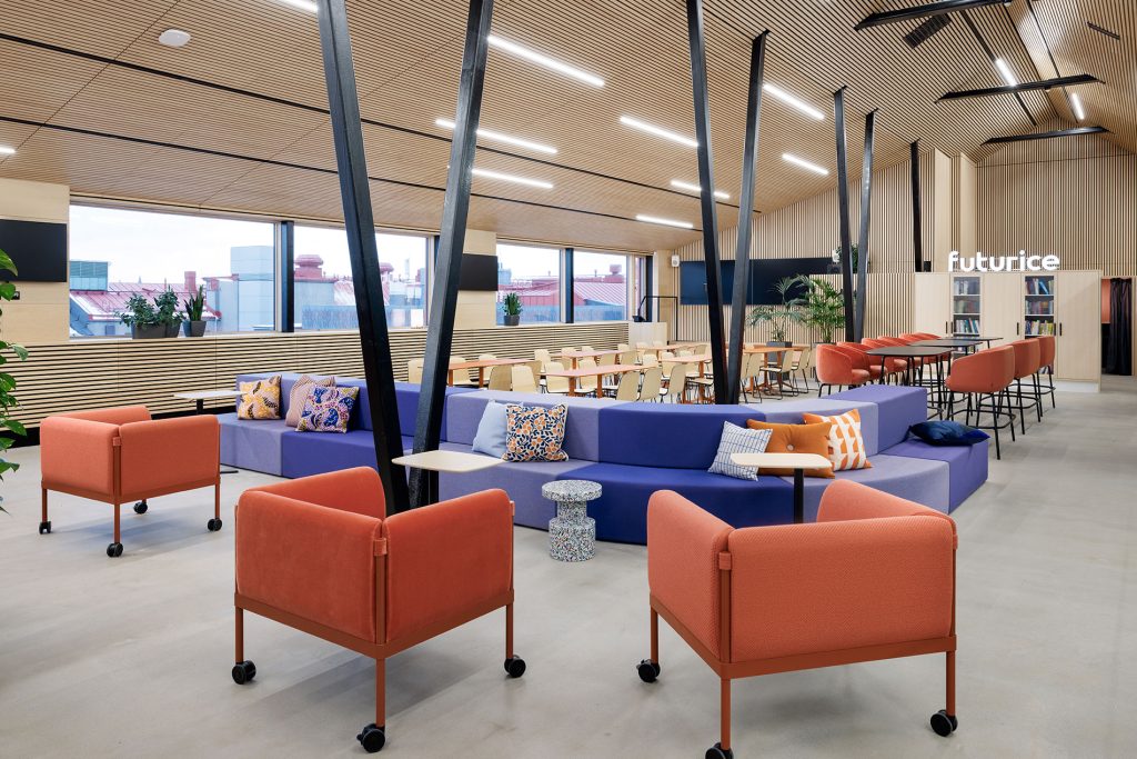 Rune & Berg Designin suunnittelema Futuricen pääkonttorin eventspace
