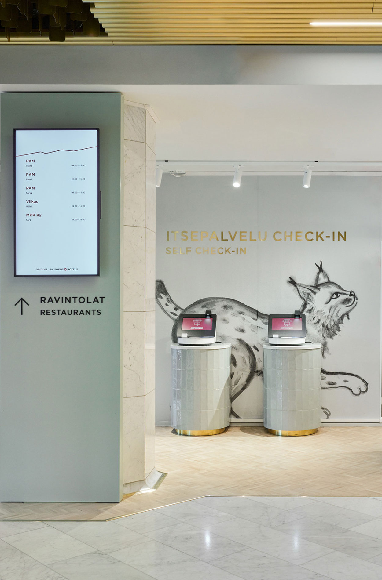 Rune & Berg Designin suunnittelema Hotel Ilves palveluympäristön opasteet