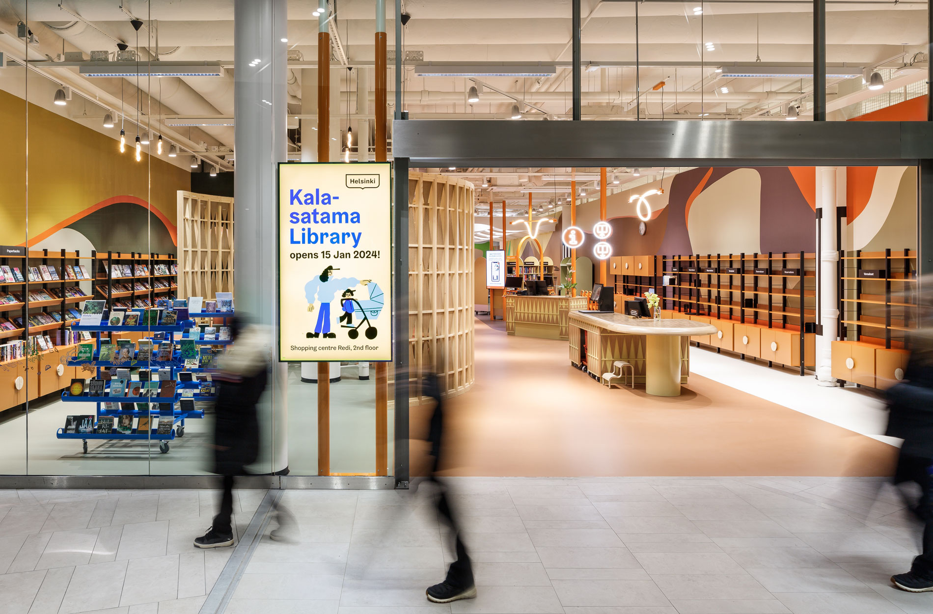 Rune & Berg Designin suunnittelema palkittu Kalasataman Kirjasto