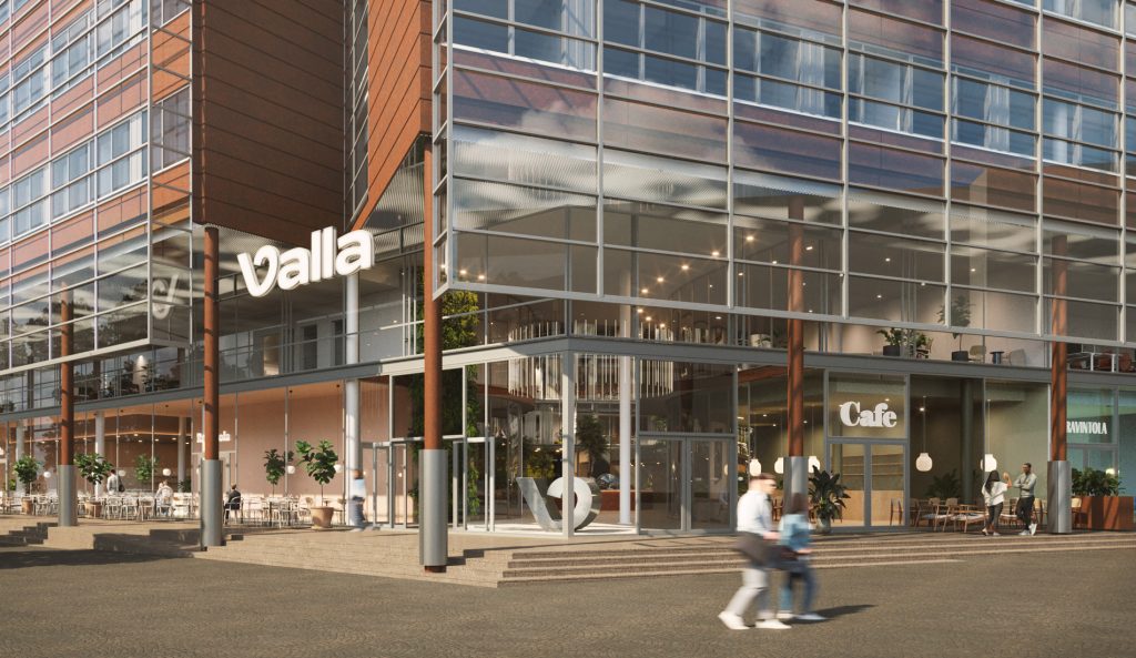 Rune & Berg Designin suunnittelema kiinteistökehitys Exilion Valla sisäänkäynti