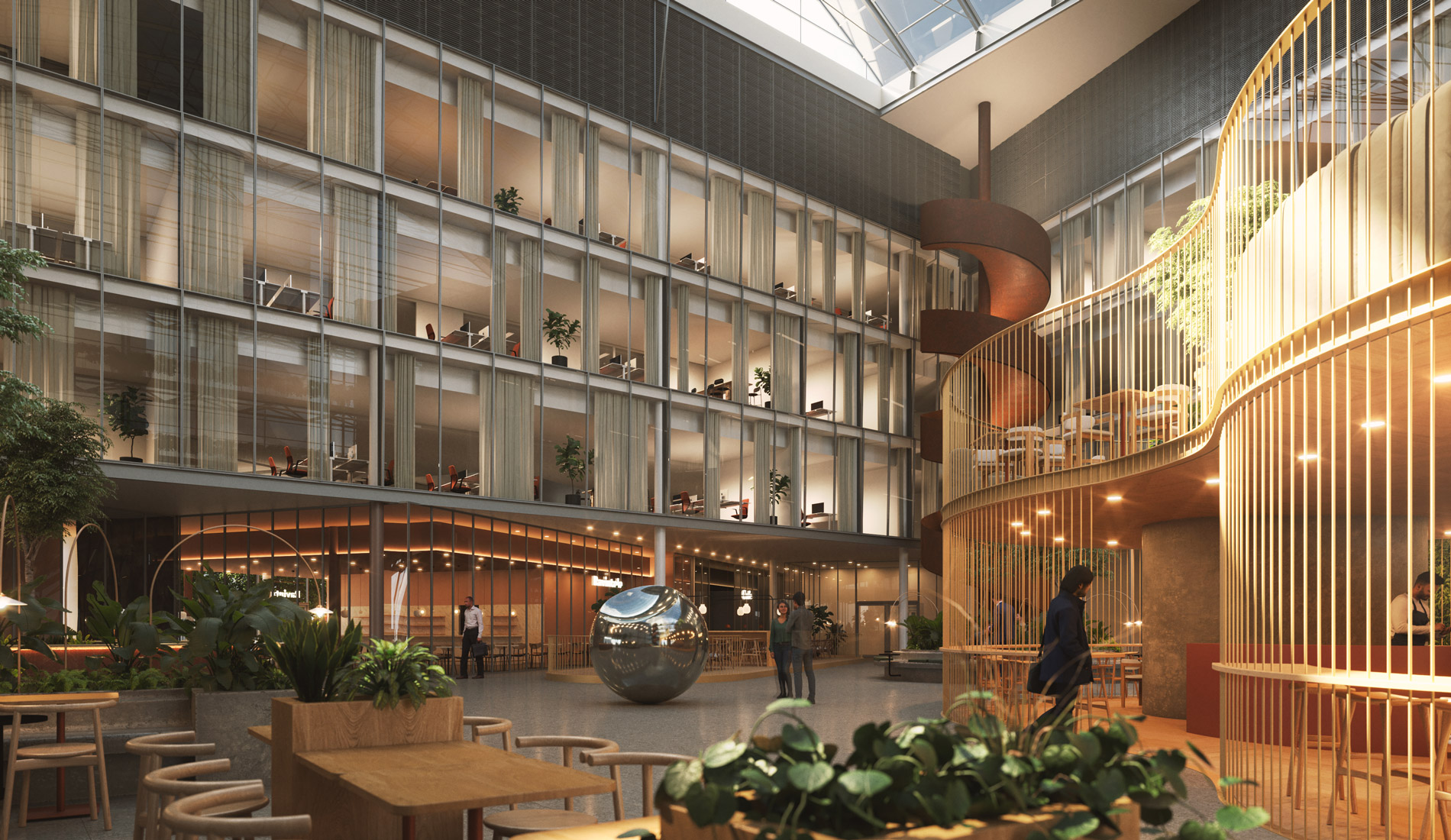Rune & Berg Designin suunnittelema kiinteistökehitys Exilion Vallan Atrium