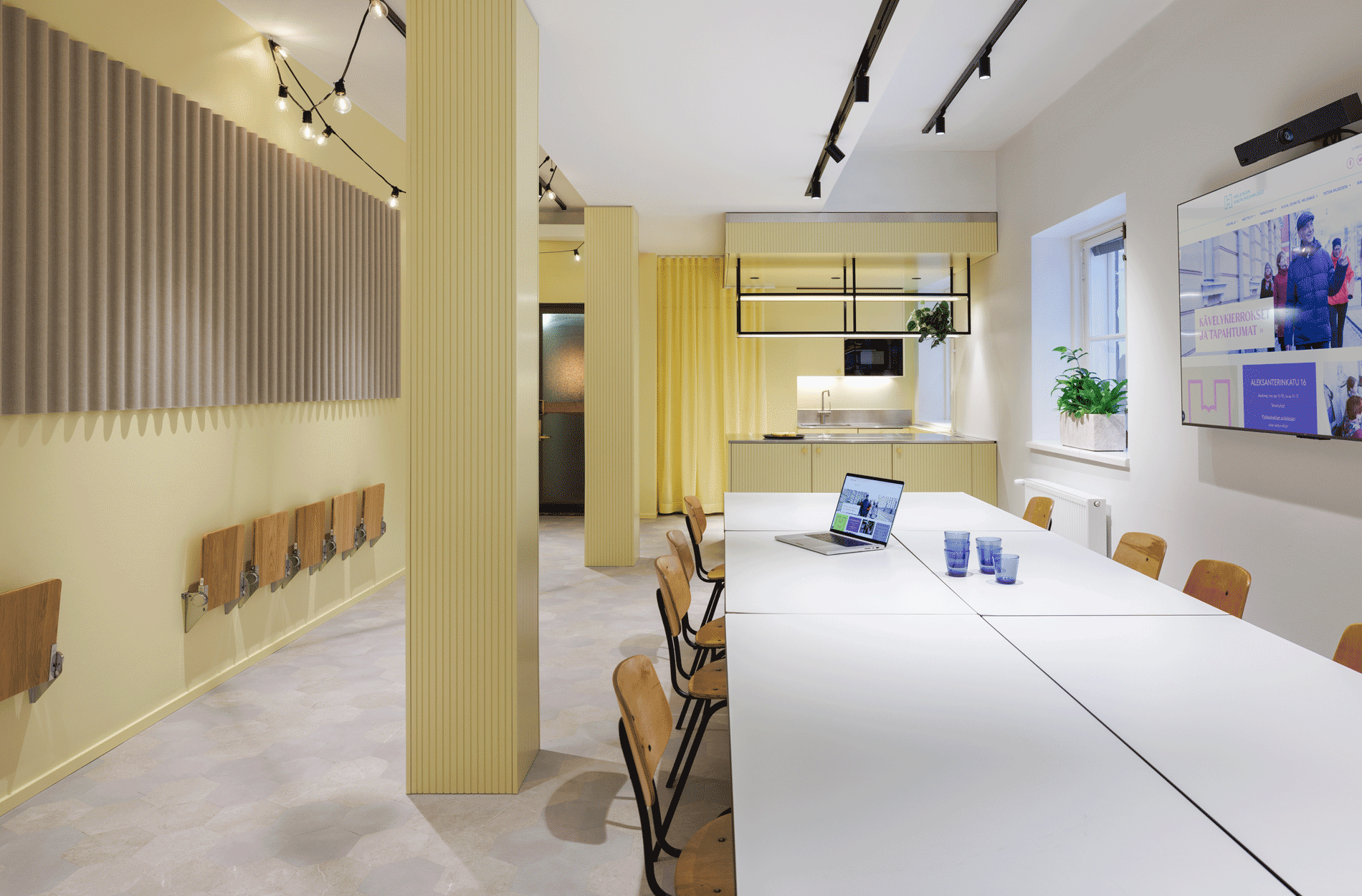 Rune & Berg Designin suunnittelemat Helsingin Kaupunginmuseon asiakasilat.