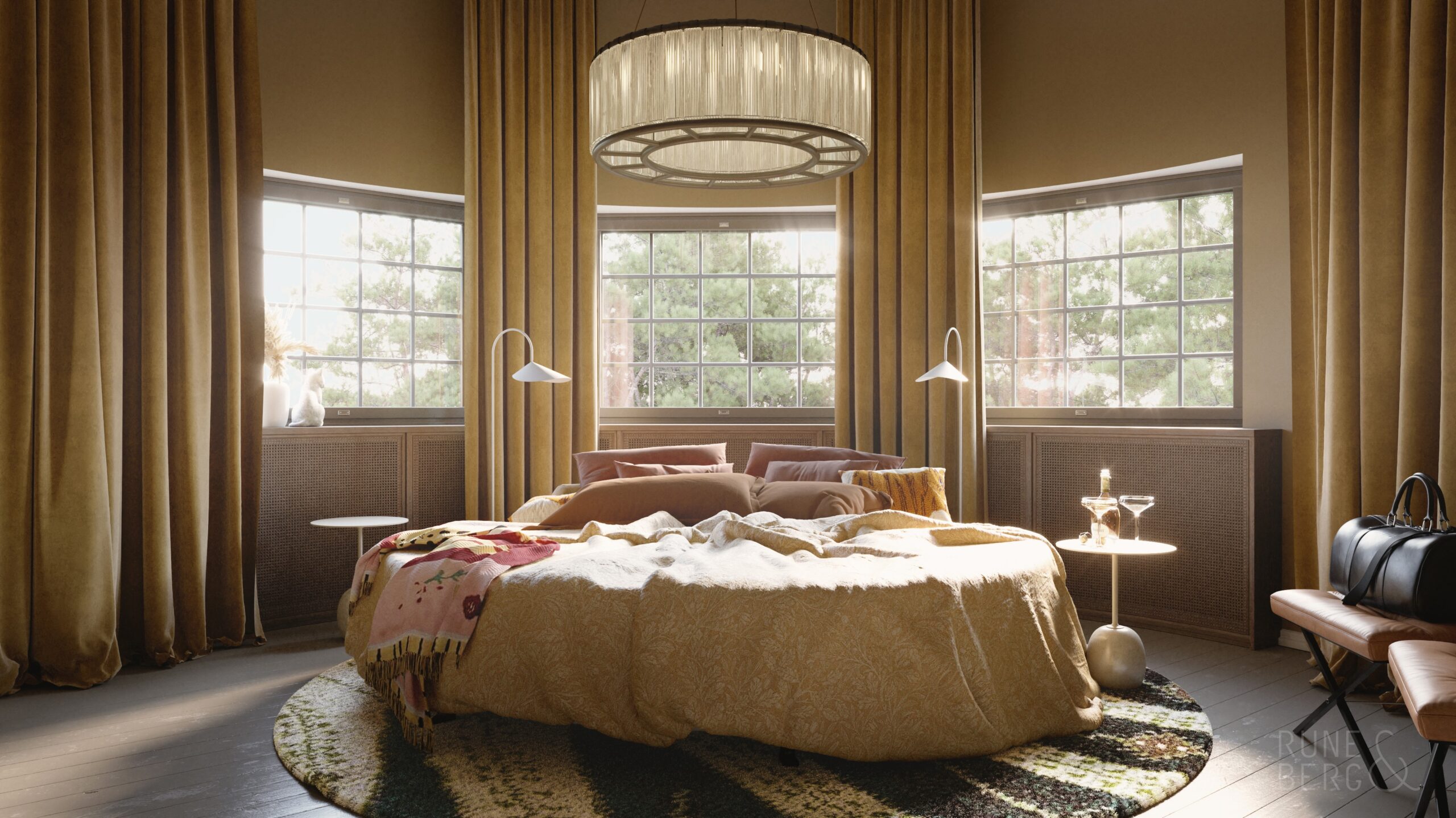 Rune & Berg Designin suunnitteluma Majvikin hotellihuone.