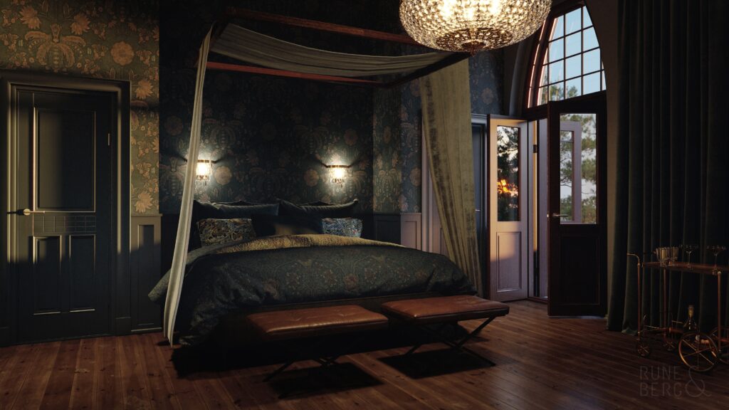 Rune & Berg Designin suunnittelema Majvikin hotellihuone.